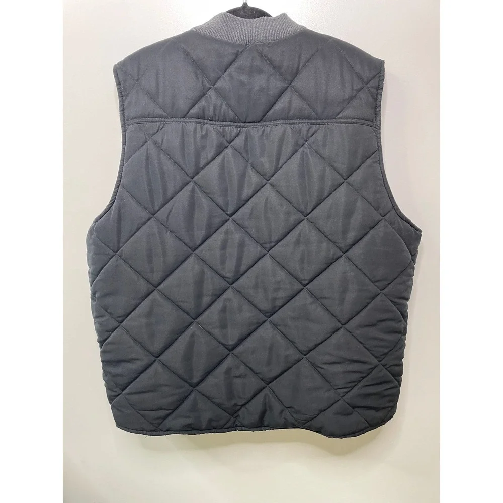 Men American‎ Outdoorsman XXL Black Quilted Vest Fleece Lined Pockets Trail Gorp